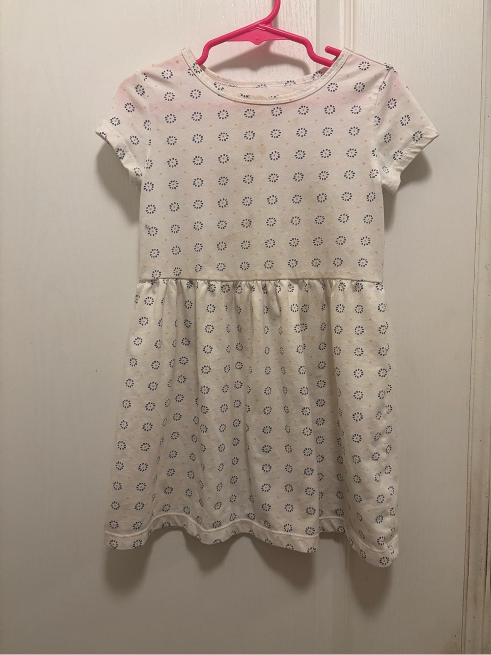 Carter's Cream Short-Sleeve Dress with Navy Floral Dots